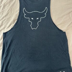 Project Rock Black Tank Top with White Bull Design